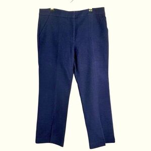 Trina Turk Navy Textured Split Hem Straight Leg Cropped Pants Sz 10